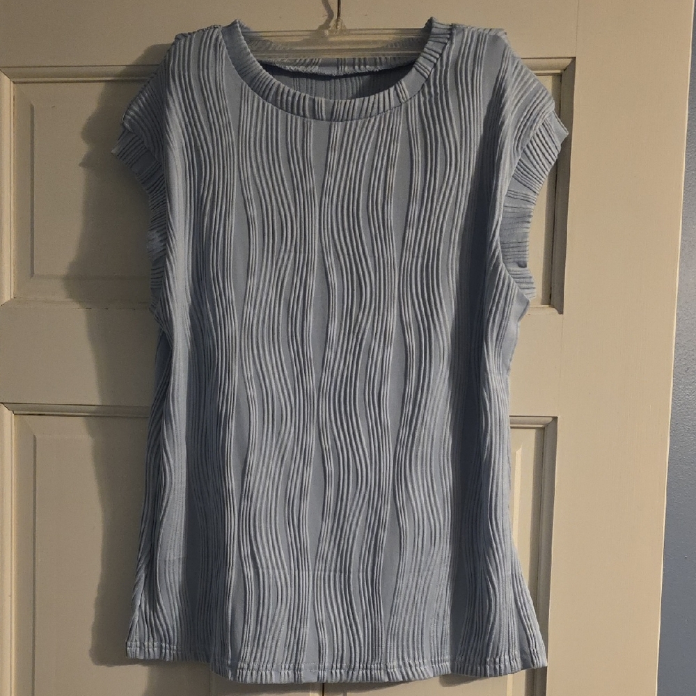Stylish Light Blue Women's Pleated Top